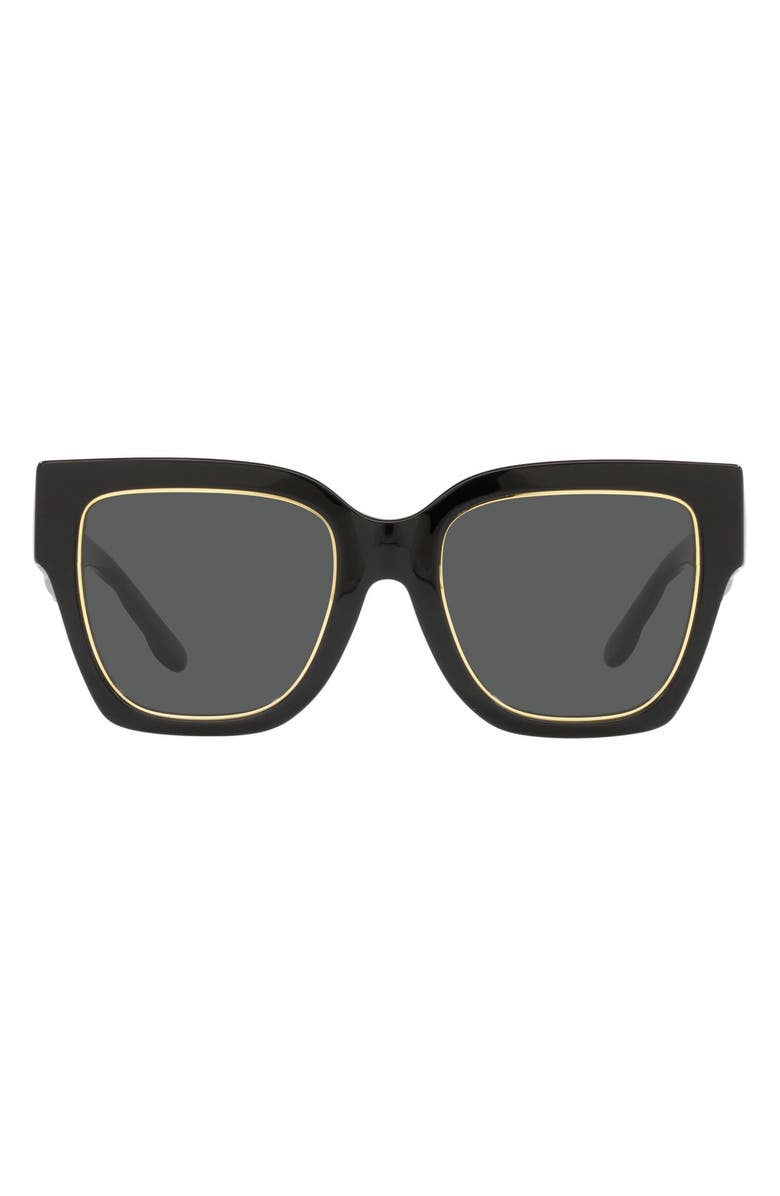 Tory Burch 52mm Square Sunglasses, Main, color, Black