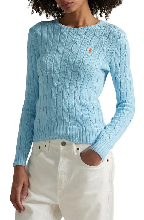 Cable Stitch Cotton Crewneck Sweater