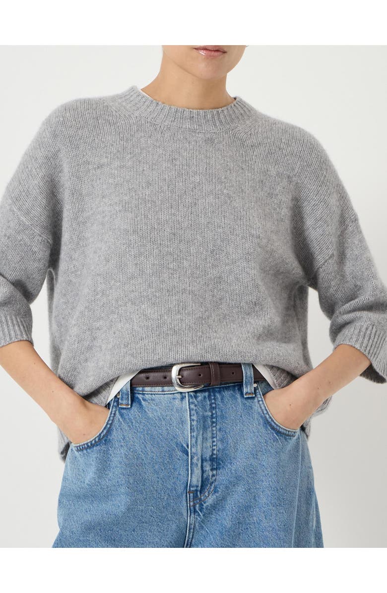 Hush Cherrie Chunky 100% Cashmere Tee, Alternate, color, Mid Grey Marl