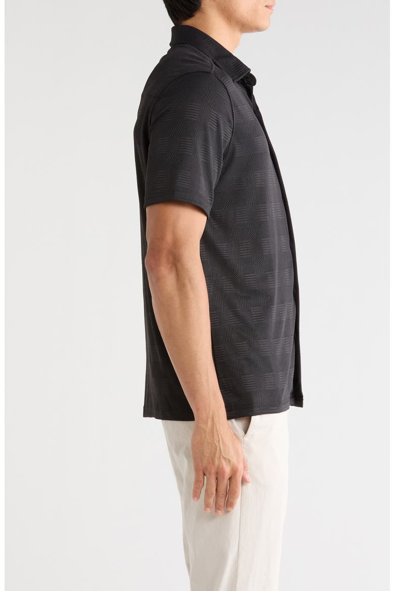 Edmond Short Sleeve Knit Button-Up Shirt, Alternate, color, BLACK
