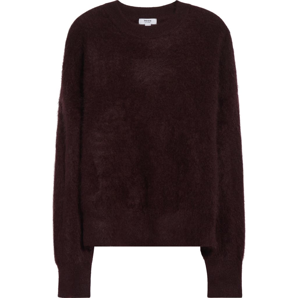 Reiss Misha Brushed Cashmere Sweater In Burgundy