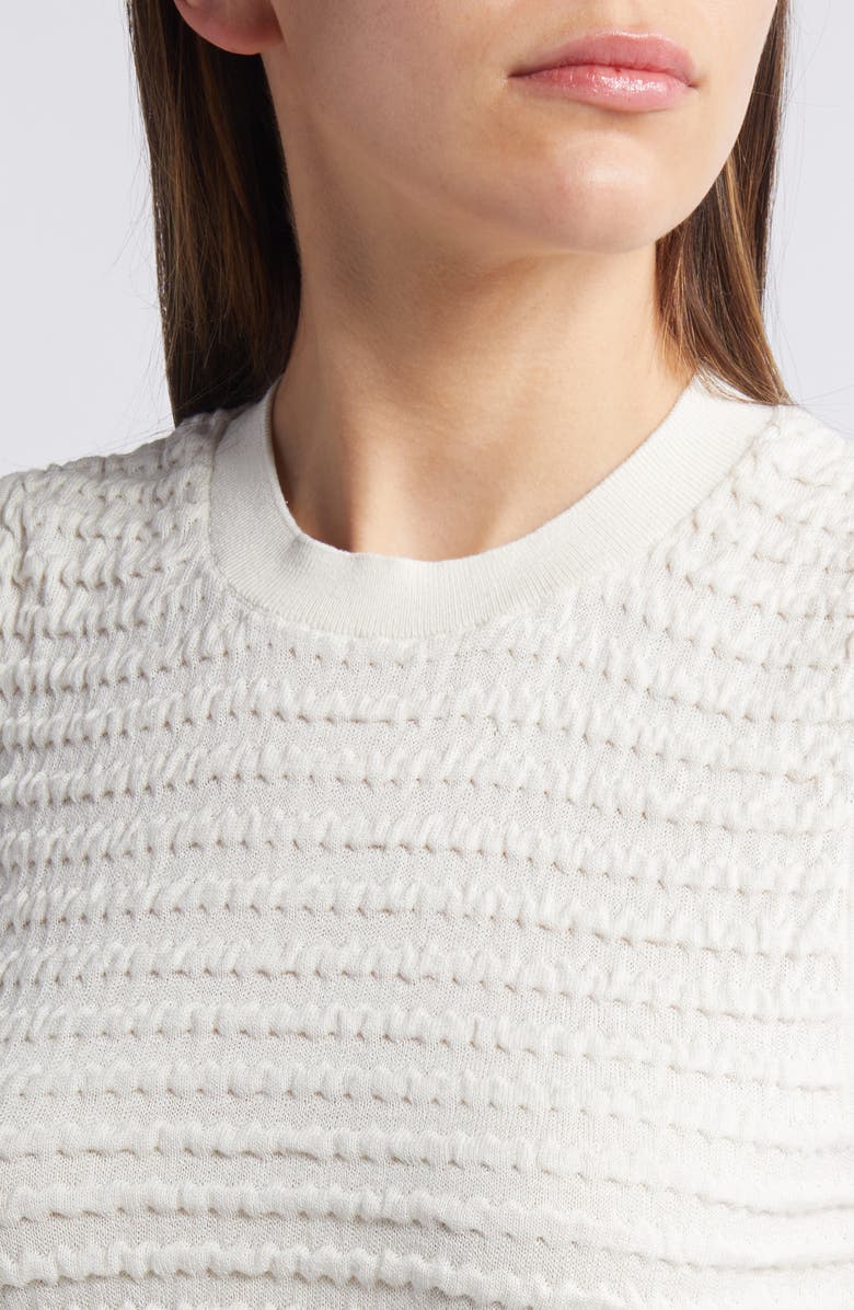 FRAME Smocked Silk Blend Sleeveless Top, Alternate, color, White