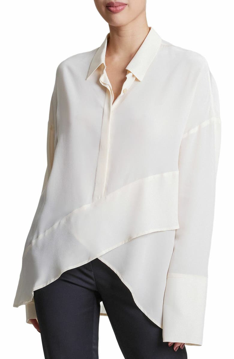 Santorelli PERLA Oversized Long Sleeve Silk Georgette Blouse, Alternate, color, 