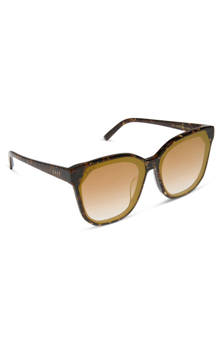 DIFF Gia 62mm Oversize Square Sunglasses, Alternate, color, Glitter Tortoise / Brown Gold