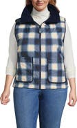 Lands' End High Pile Fleece Reversible Mixed Media Vest