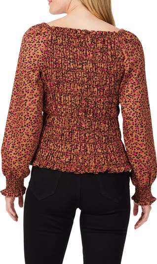 Olivia Smocked Cheetah Print Blouse