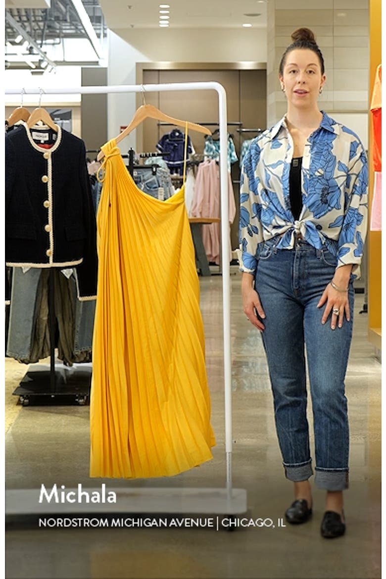 Cali Pleated One-Shoulder Maxi Dress video