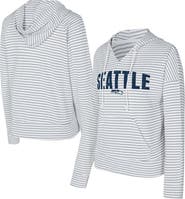 CONCEPTS SPORT Women's Concepts Sport White/Gray Seattle Seahawks Liftoff Striped V-Neck Hoodie