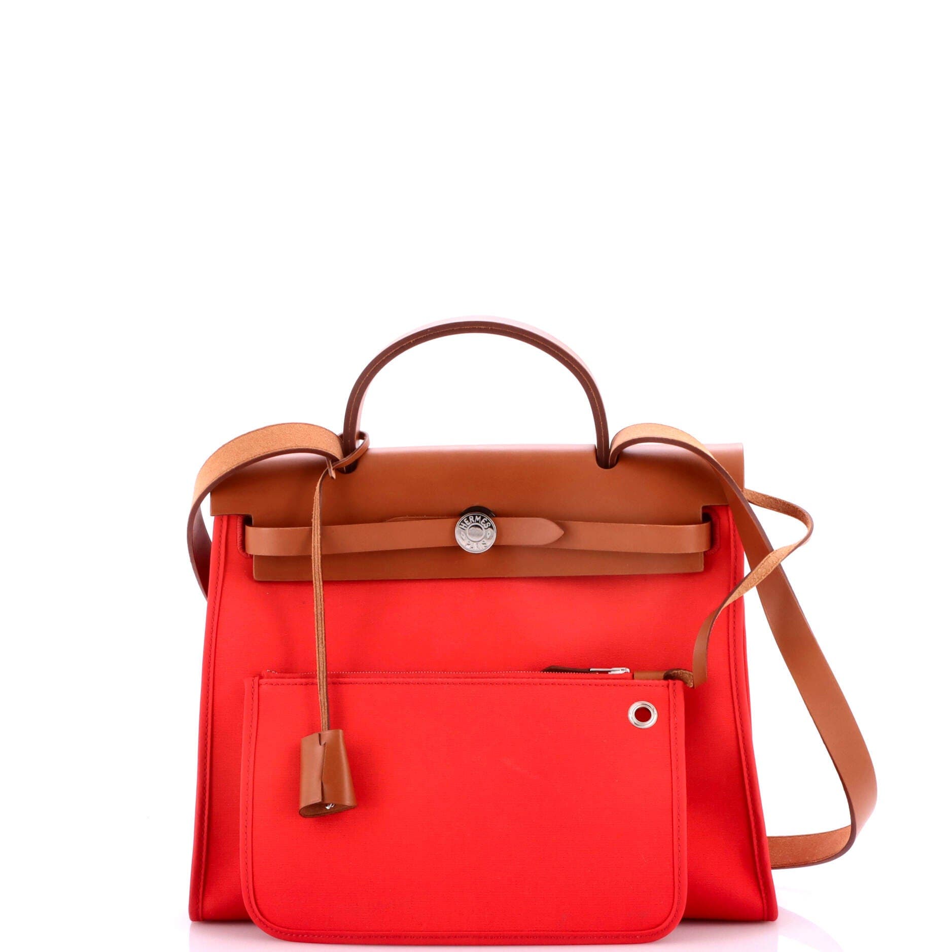 Pre-Owned Hermes Herbag Zip Leather and Toile 31, Alternate, color, Bougainvillier