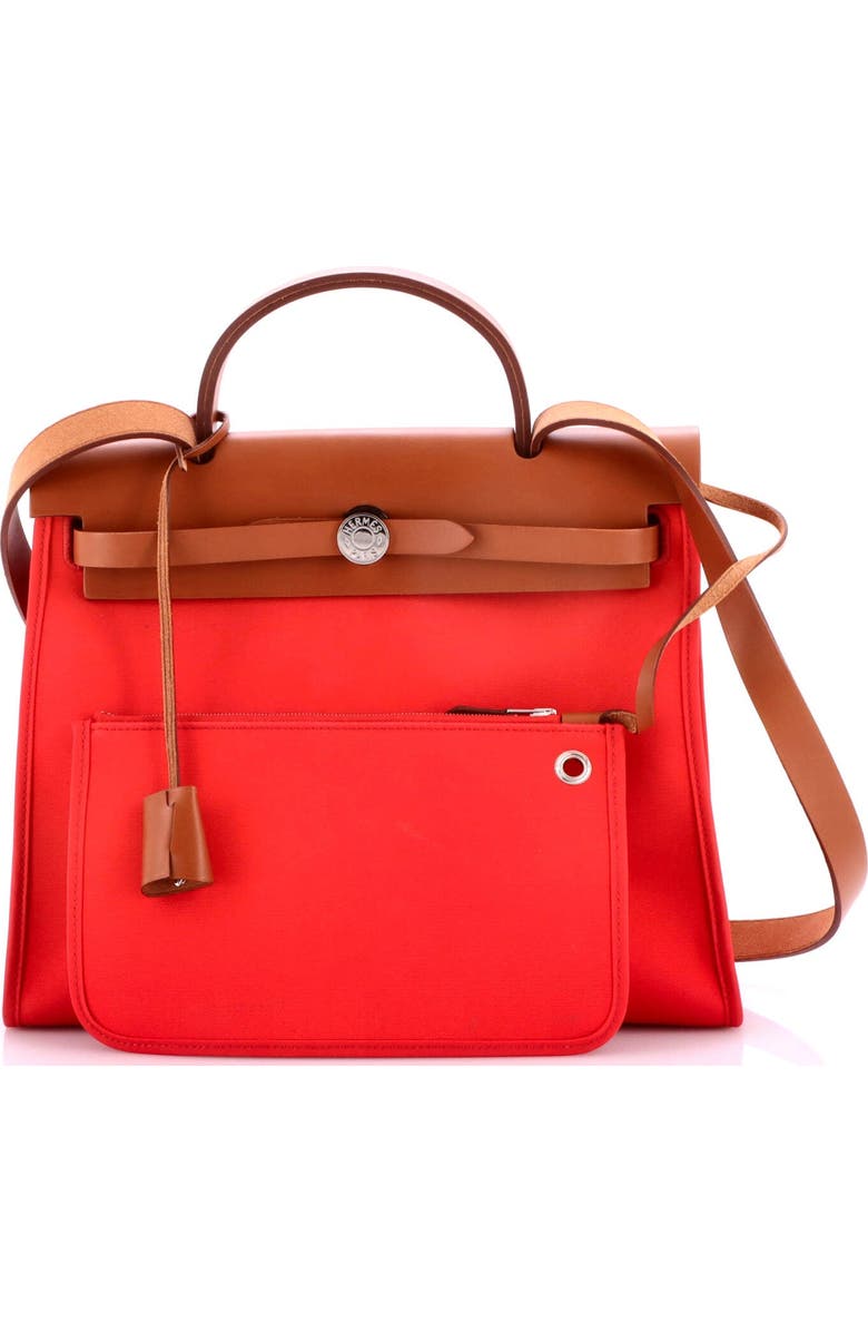 Pre-Owned Hermes Herbag Zip Leather and Toile 31, Alternate, color, Bougainvillier