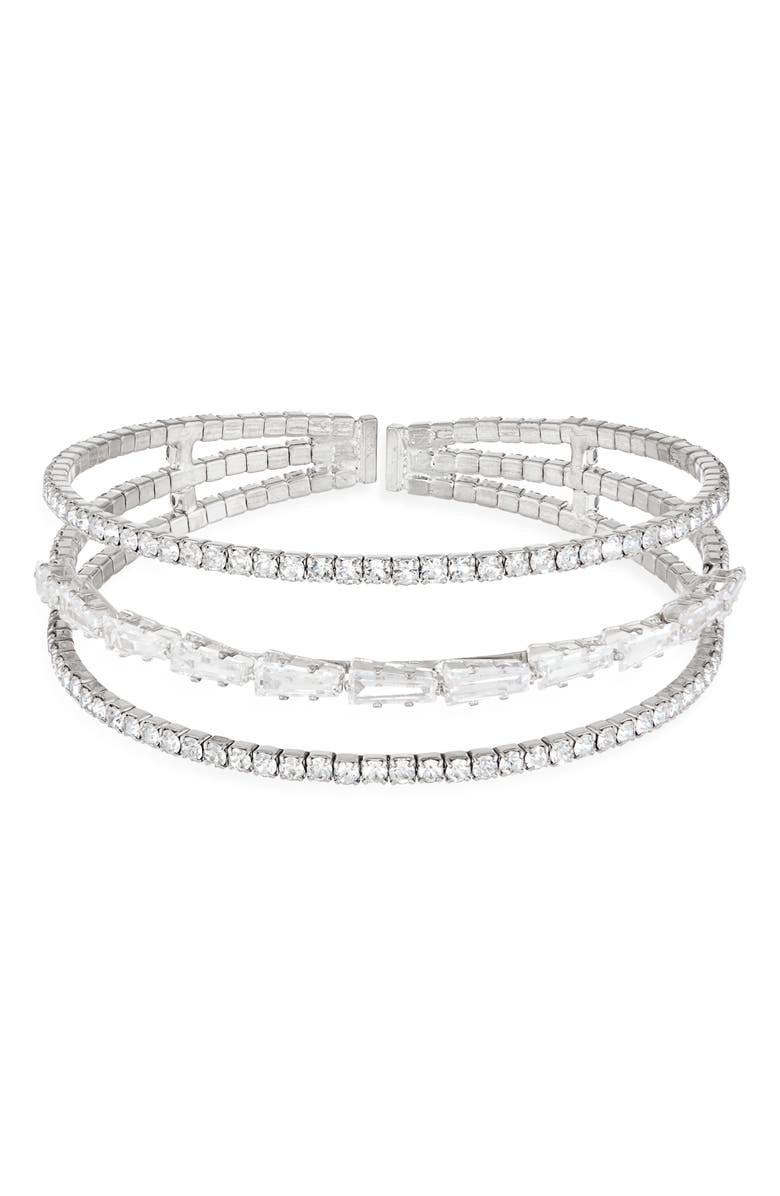 Tasha Crystal Cuff Bracelet, Main, color, Silver Crystal Cubic Zirconia