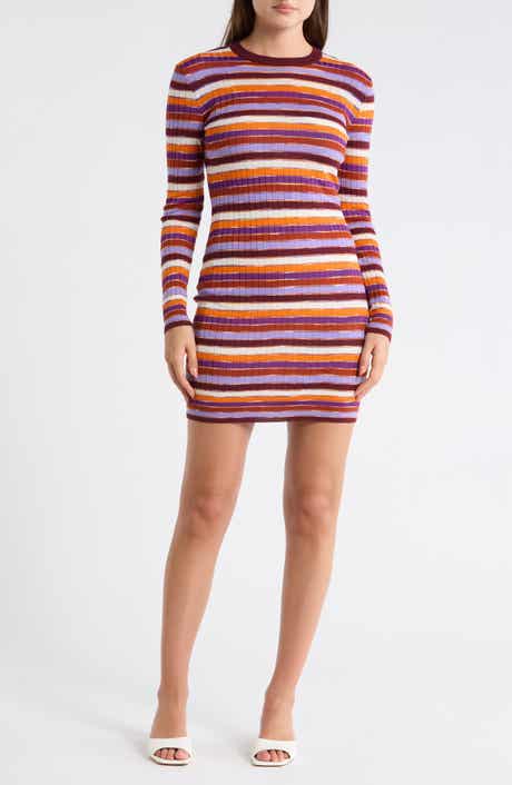 M Missoni Stripe Long Sleeve Rib Knit Minidress