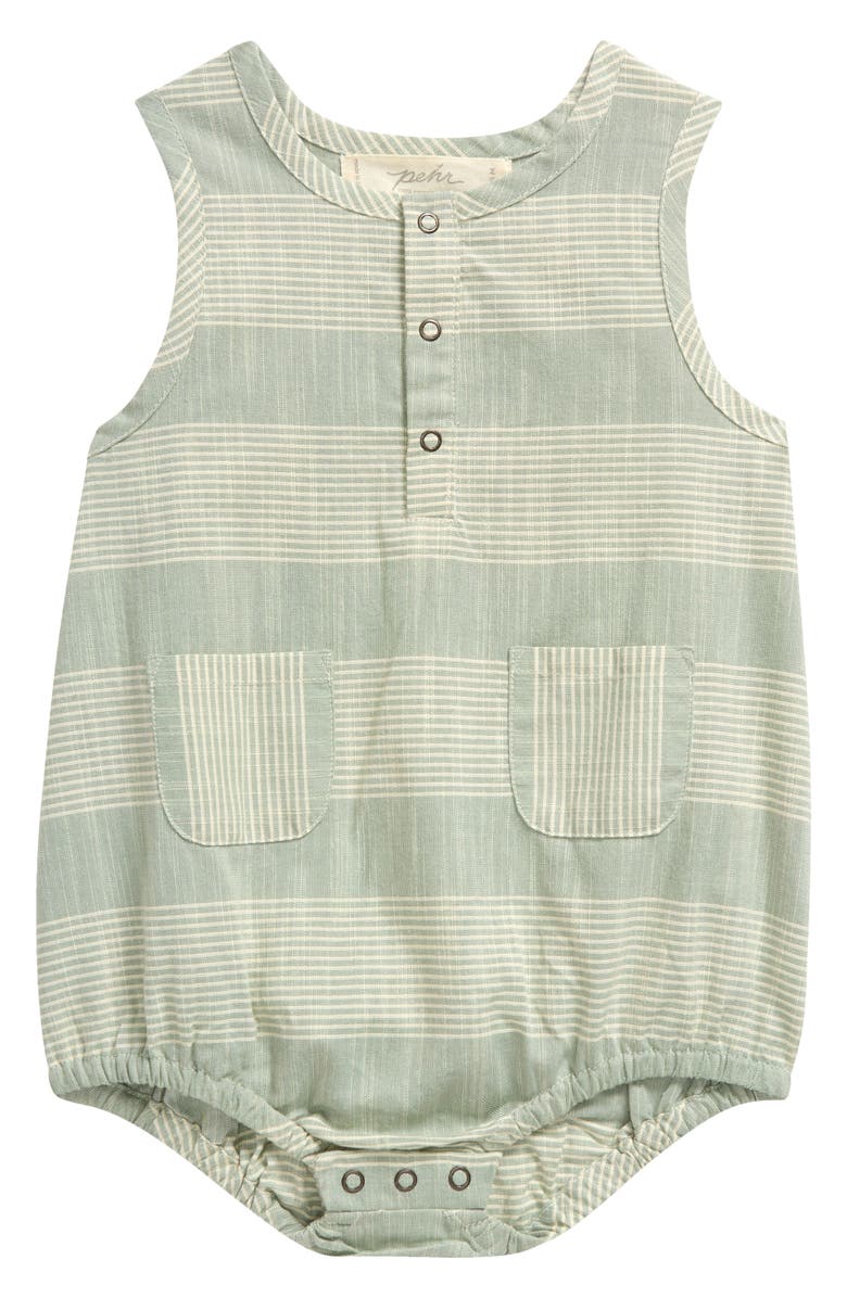 Pehr Stripe Organic Cotton Pocket Romper, Main, color, 