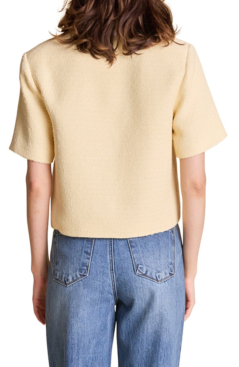 English Factory Tweed Short Sleeve Shirt, Alternate, color, Butter Yellow