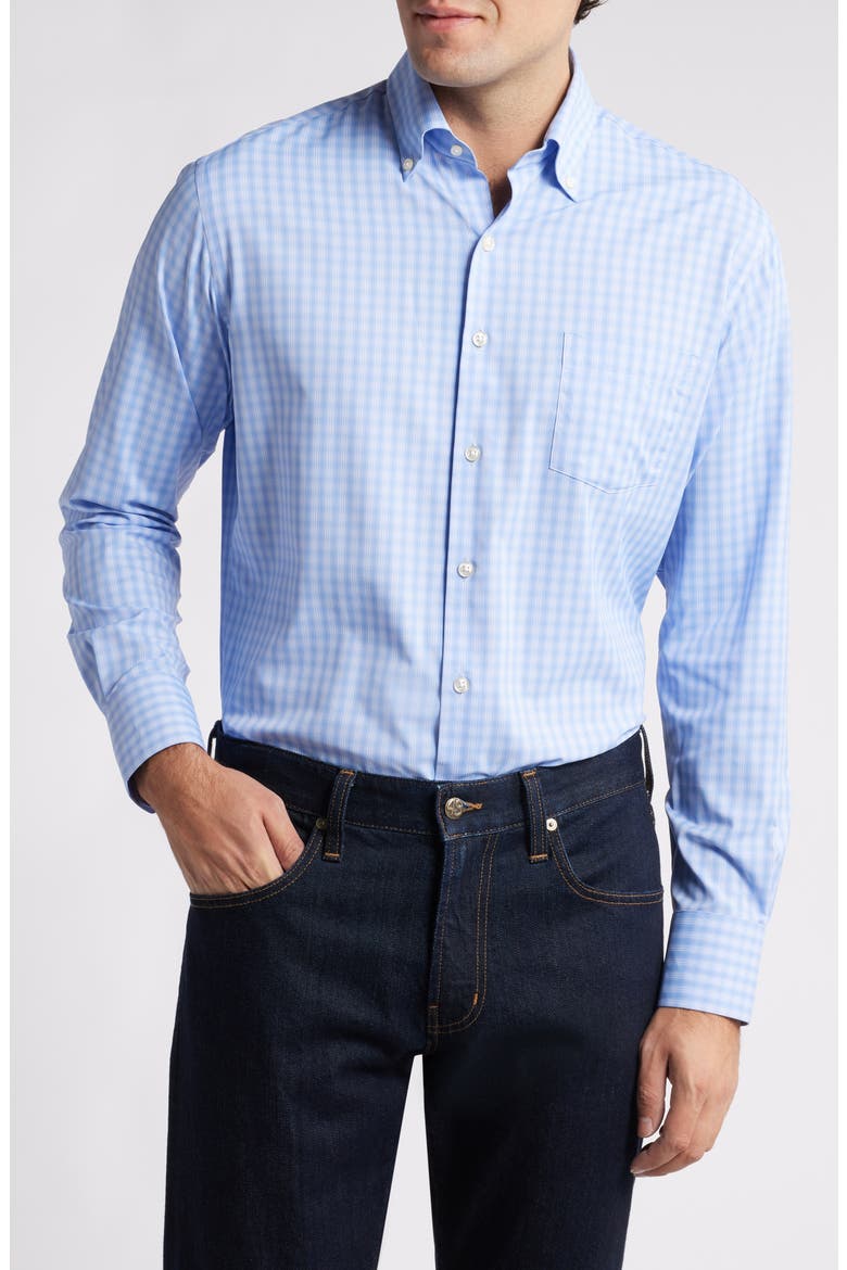 Hawkes Check Performance Twill Button-Down Shirt, Main, color, WISTERIA