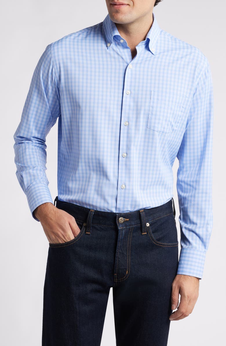 Peter Millar Hawkes Check Performance Twill Button-Down Shirt, Main, color, 