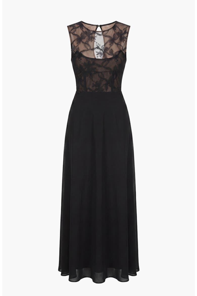 Sheer Lace Sleeveless Maxi Dress, Alternate, color, Black