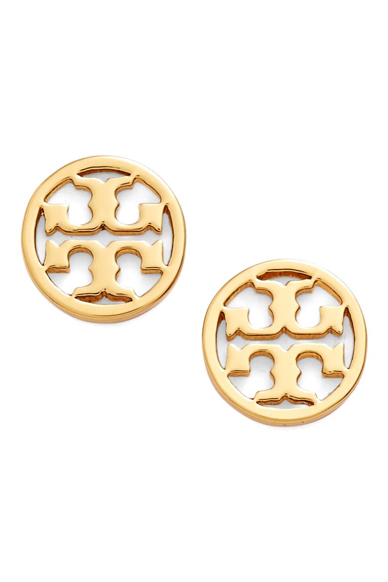 Icon Circle Stud Earrings, Alternate, color, SHINY GOLD