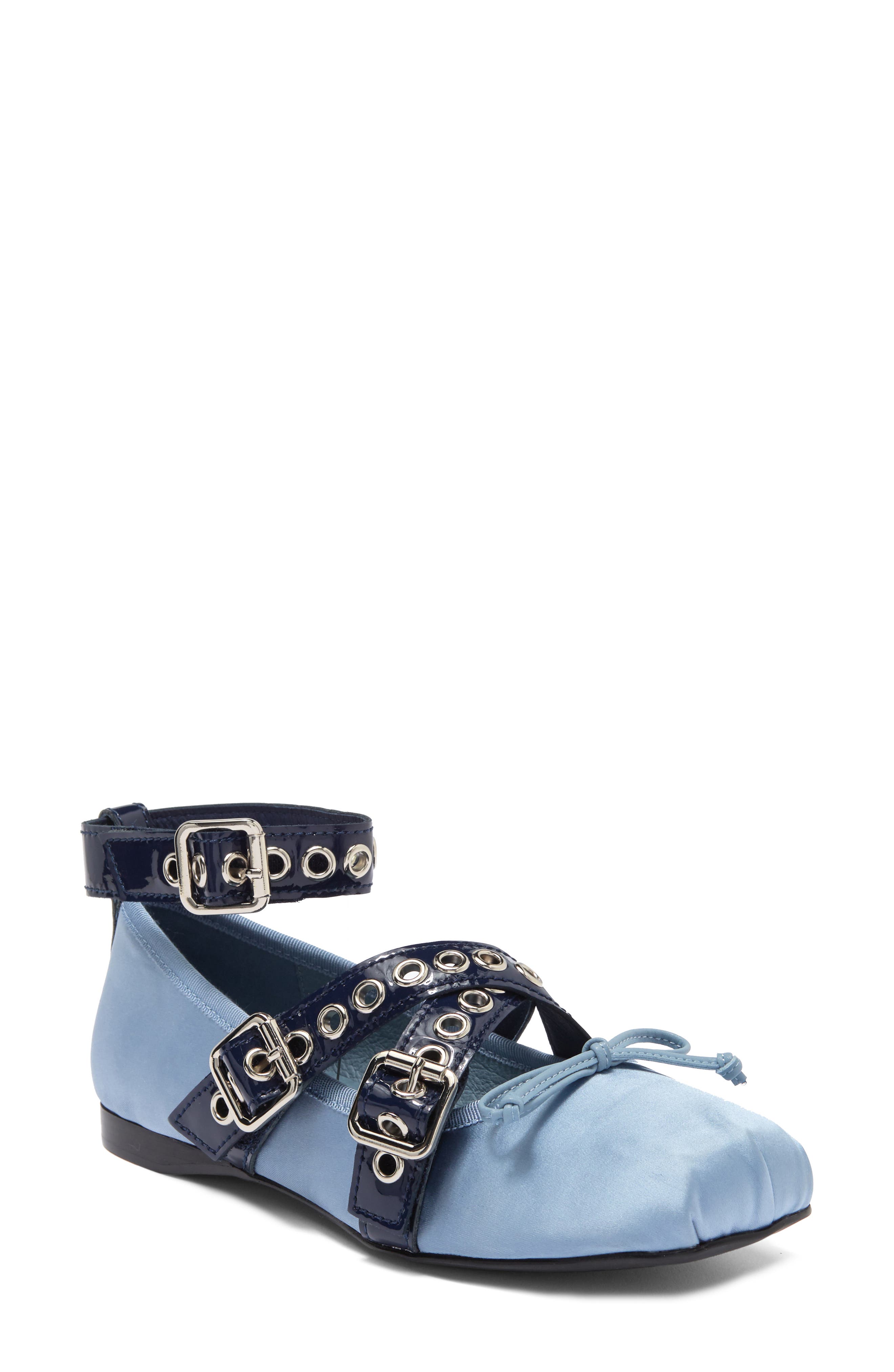 Choreo Ballet Flat, Main, color, BLUE SATIN BLUE PATENT