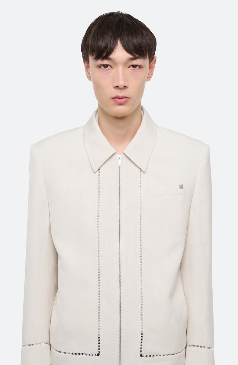 Helmut Lang Border Slub Viscose Jacket, Alternate, color, Antique White