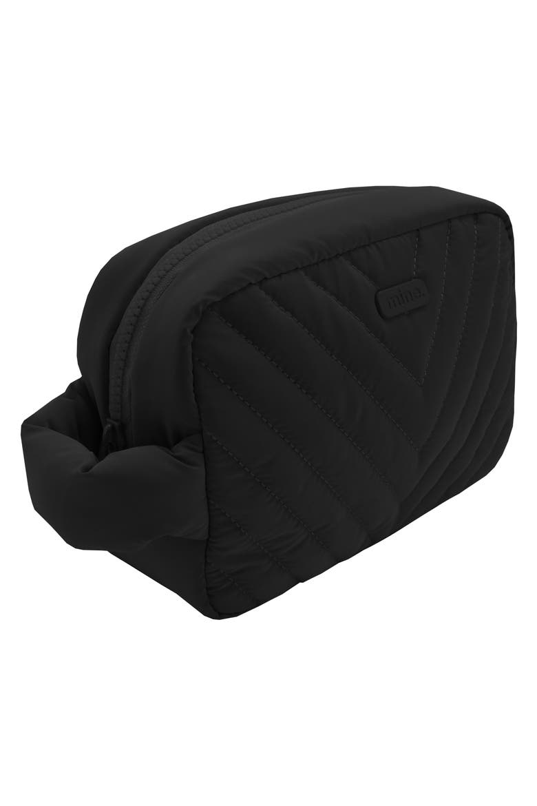 Ellie Quilted Cosmetic Bag, Alternate, color, BLACK