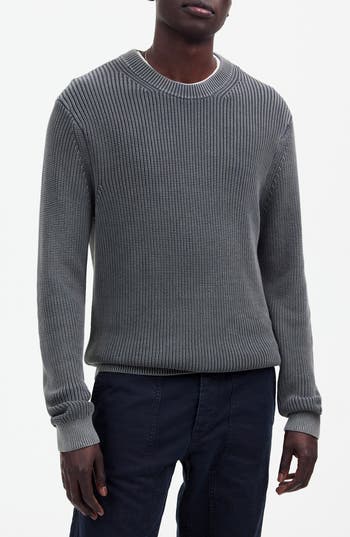 Madewell Shaker Stitch Crewneck Sweater In Gray