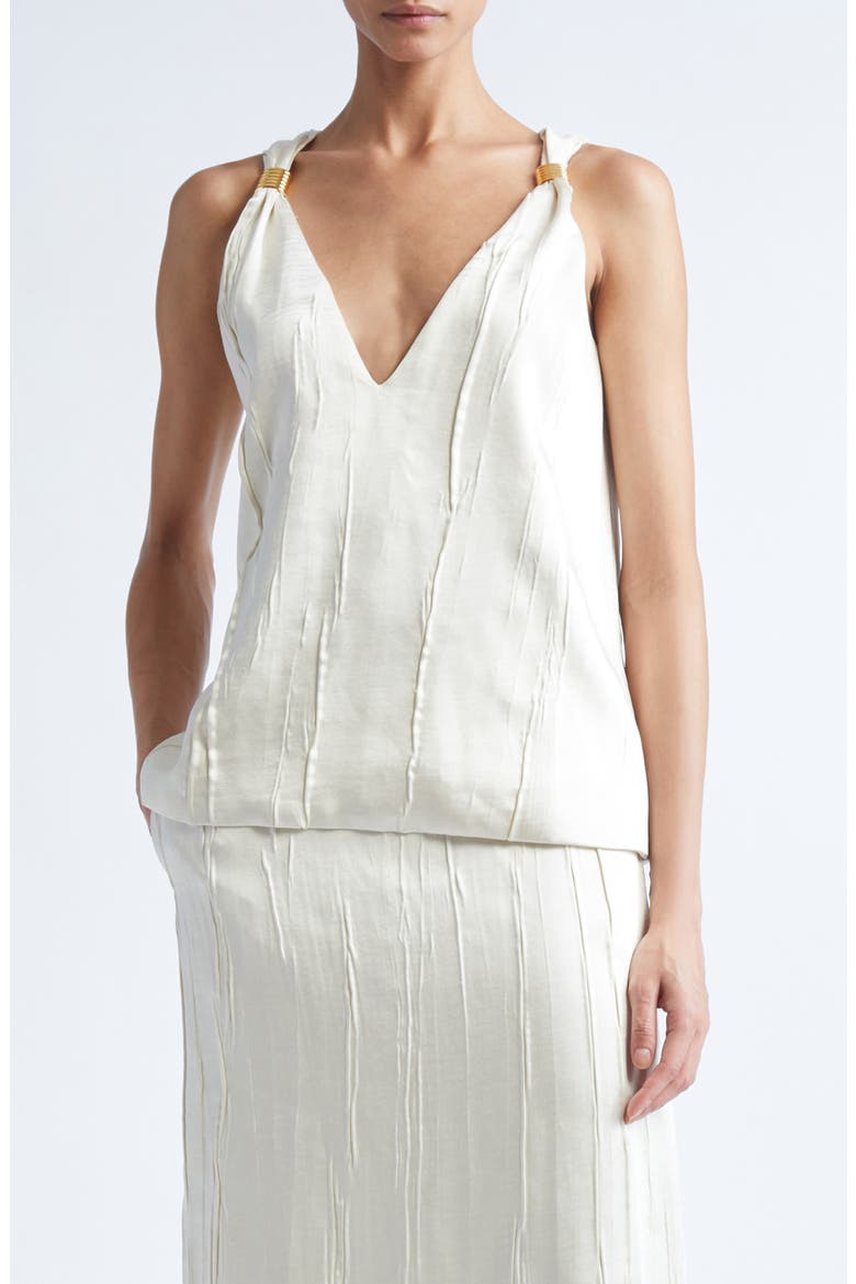 The Drew Deep V-Neck Satin Tank, Main, color, IVORY