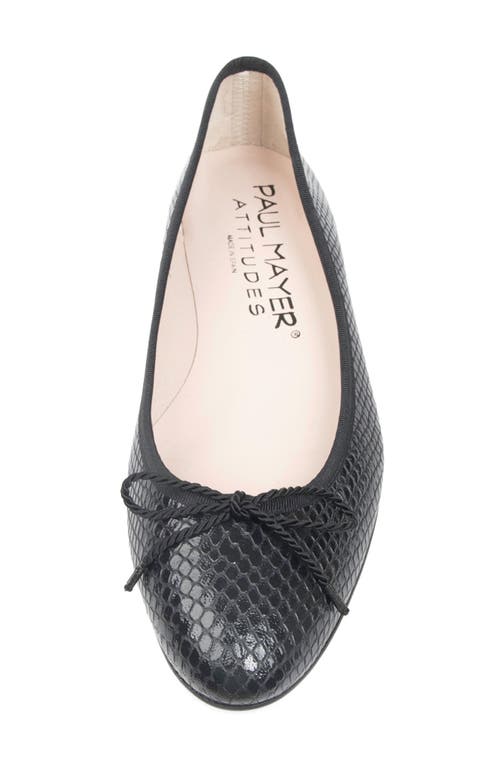 Paul Mayer Luxe Textured Ballet Flat In Black