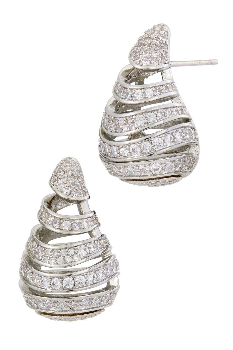 Conical Cubic Zirconia Drop Earrings, Main, color, WHITE