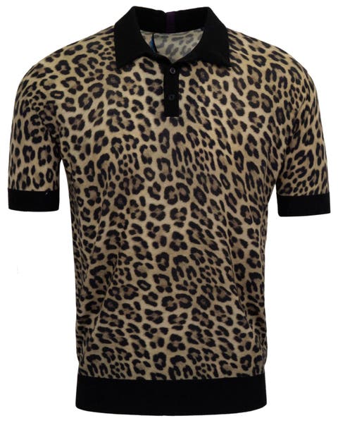 Leopard Mens Merino Silk Cashmere Polo