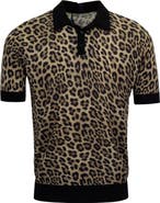 Lords of Harlech Leopard Mens Merino Silk Cashmere Polo