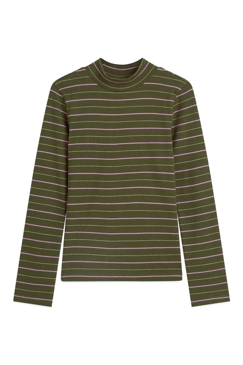 Kids' Slim Fit Long Sleeve Ribbed T-Shirt, Main, color, OLIVE NIGHT
