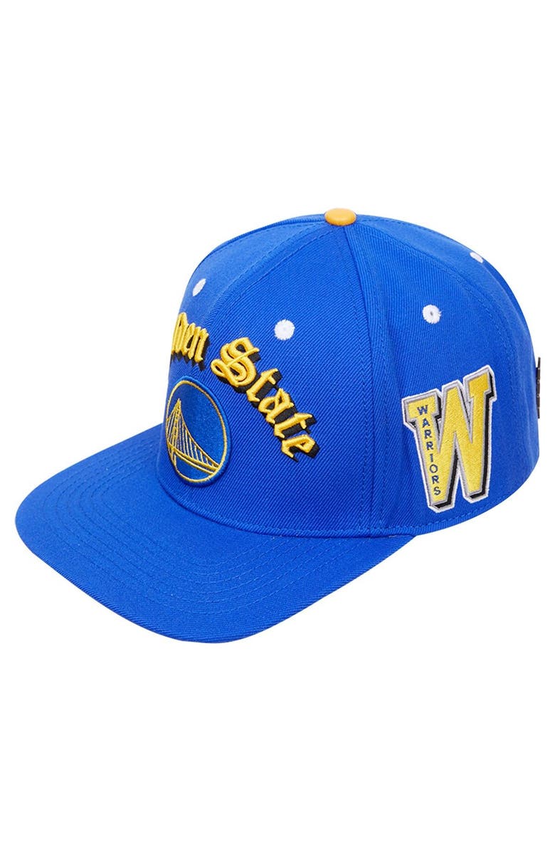 PRO STANDARD Men's Pro Standard Royal Golden State Warriors Old English Snapback Hat, Alternate, color, 