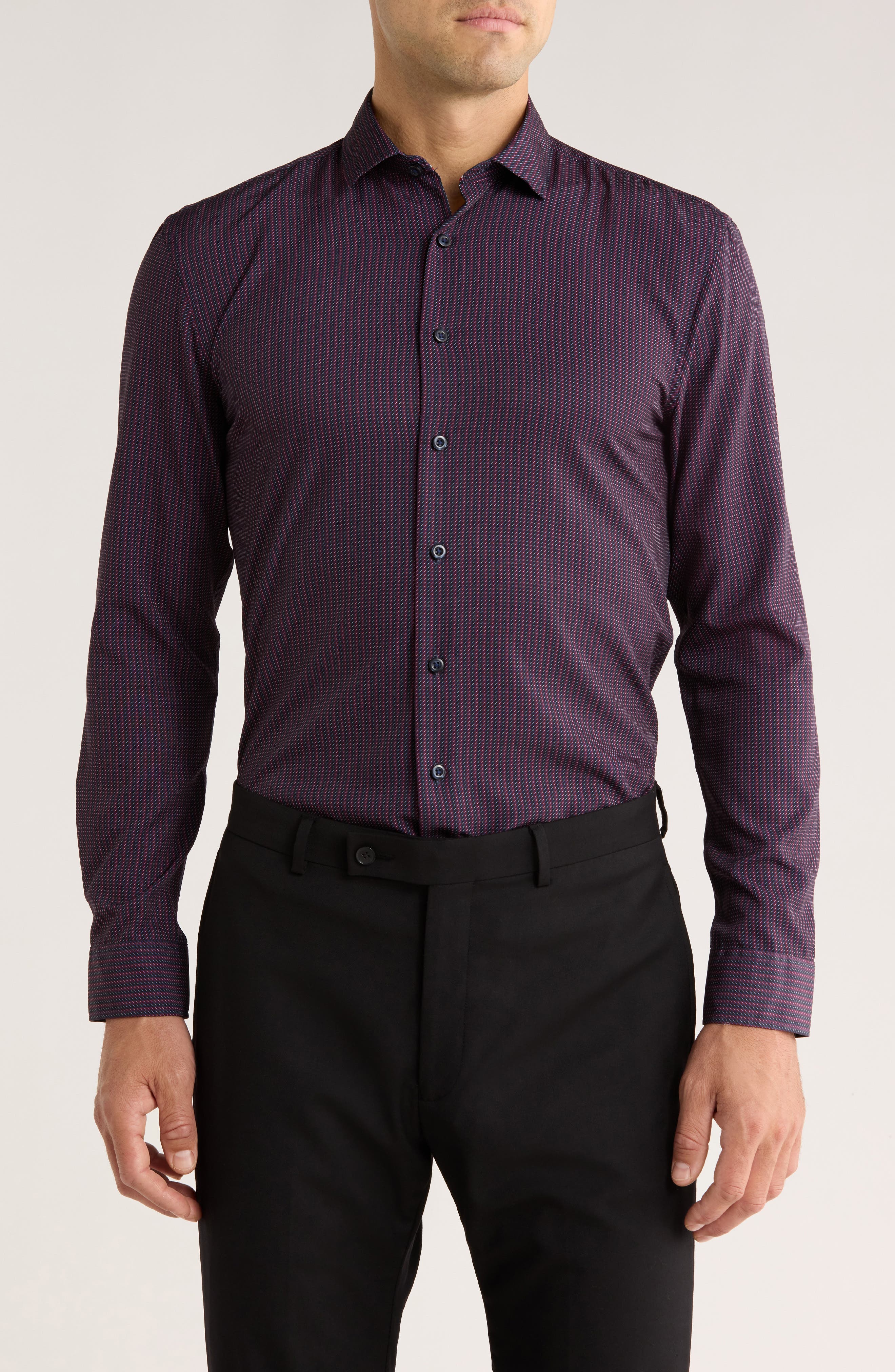 SOUL OF LONDON Check Stretch Button-Up Shirt