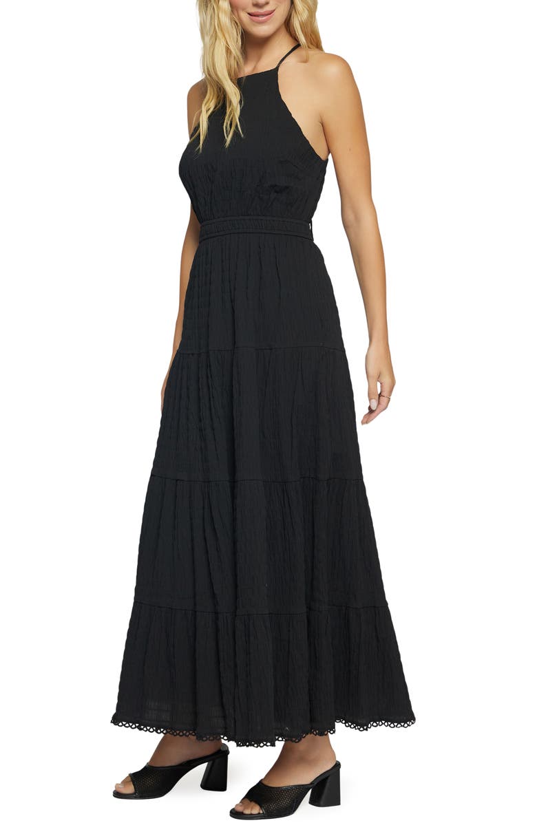 Lost + Wander Bella Luna Crushed Tiered Maxi Dress, Alternate, color, Black