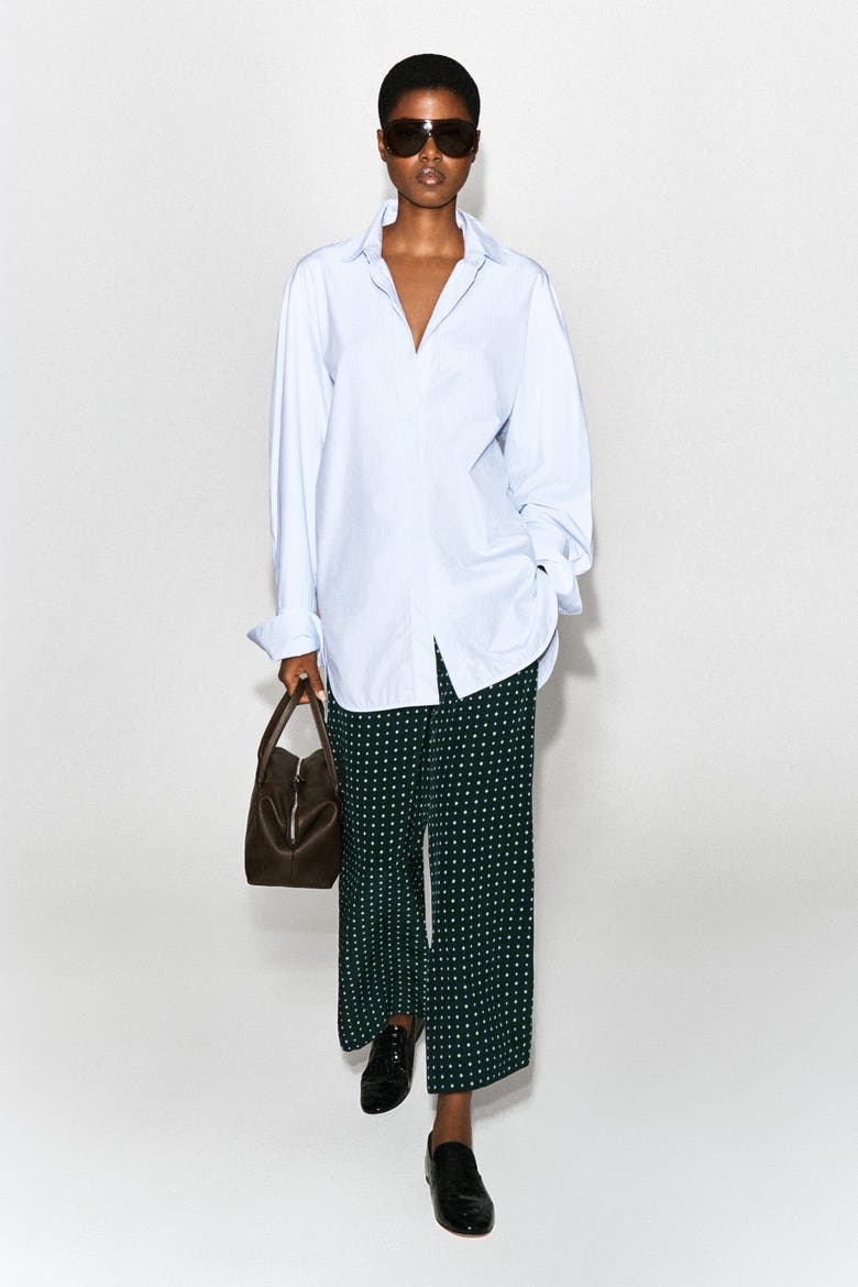 Geometric-Print Cropped Flared Pants, Alternate, color, GREEN / PRINTED