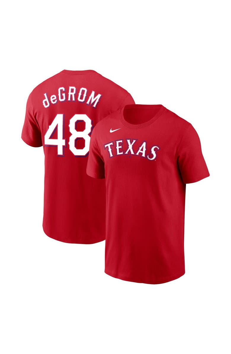 Nike Men's Nike Jacob deGrom Red Texas Rangers Name & Number T-Shirt, Main, color, Red