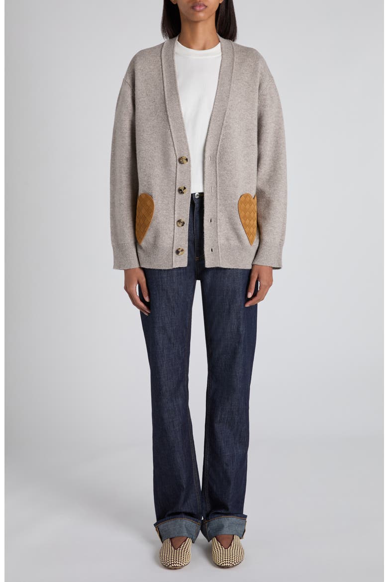 Bottega Veneta Cashmere Blend Cardigan with Intrecciato Suede