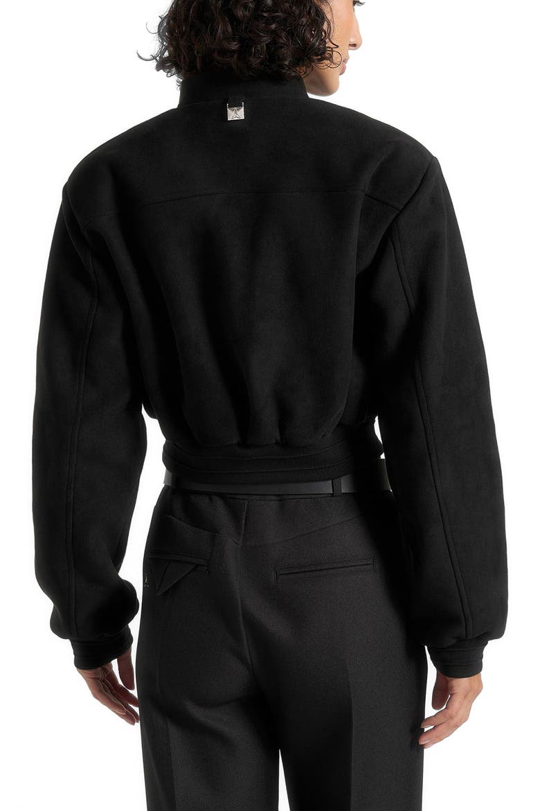 Monique Suede Wide Shoulder Bomber Jacket, Alternate, color, Black