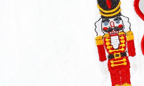 Tiramisu Set Of 4 Embroidered Nutcracker Parade Linen Cocktail Napkins In Red