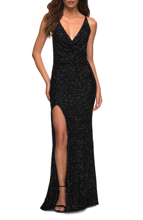 Sequin Long Dress in Chic Design with Low Back