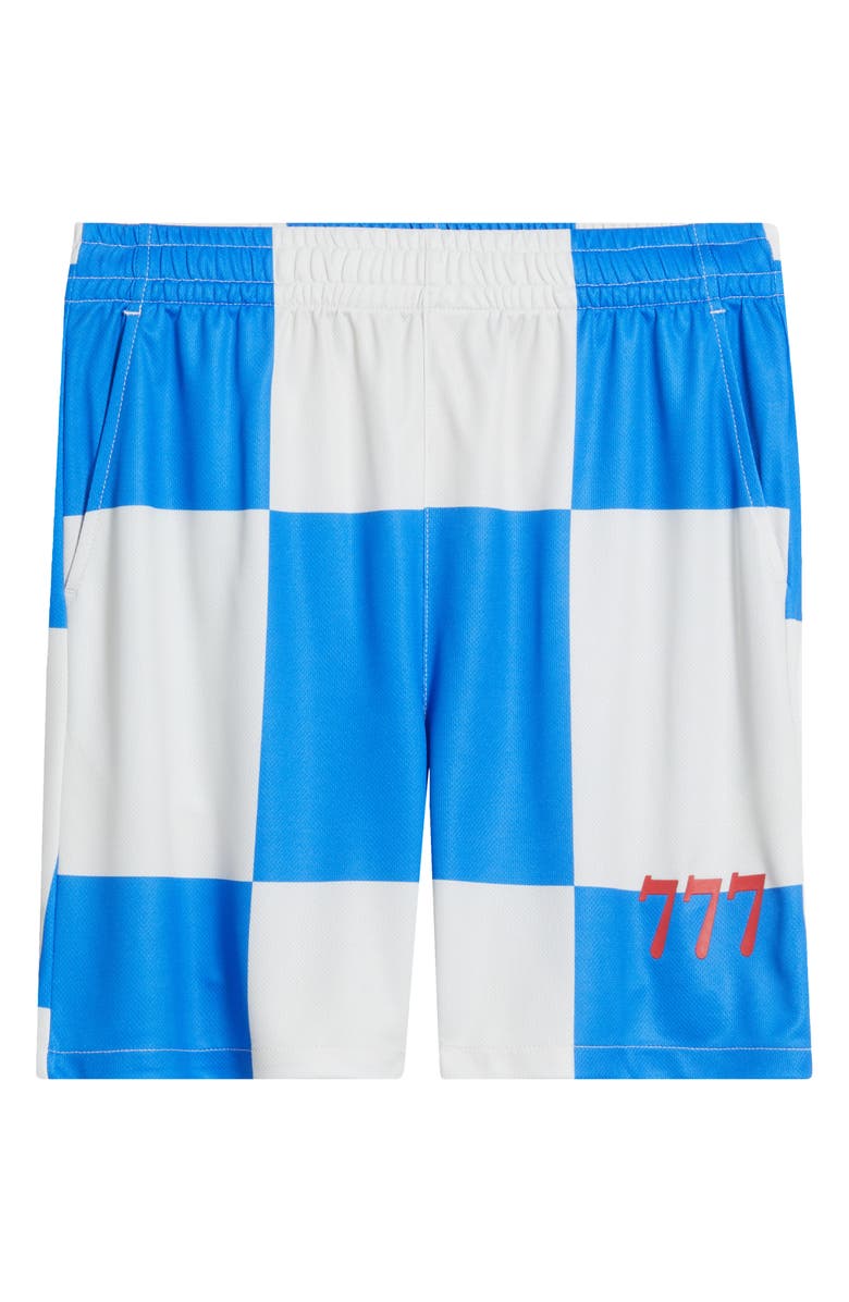SANTO STUDIO Newport Beach Club Checkerboard Mesh Soccer Shorts, Alternate, color, Blue