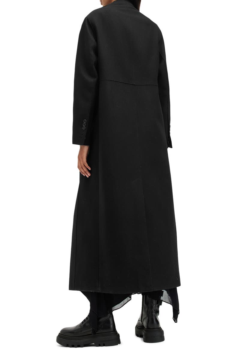 AllSaints Blaize Longline Wool Blend Coat, Alternate, color, Black
