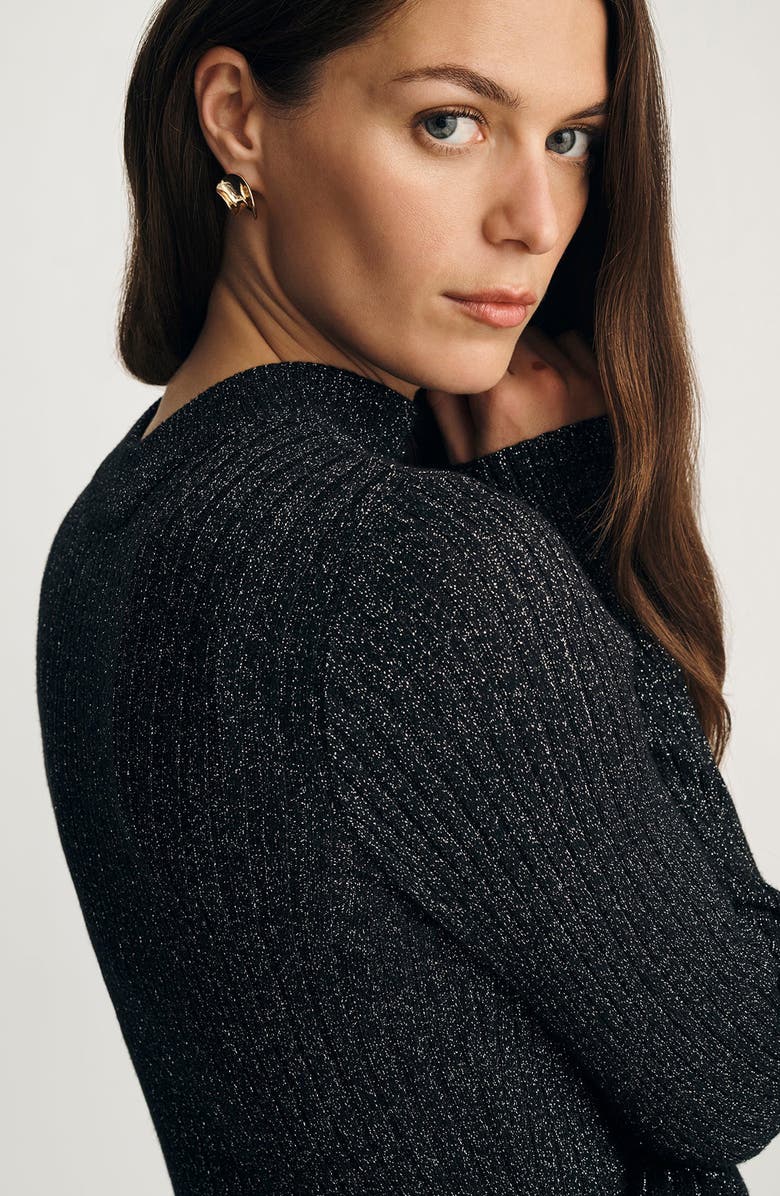 Mavi Jeans Metallic Mock Neck Long Sleeve Sweater Dress, Alternate, color, 