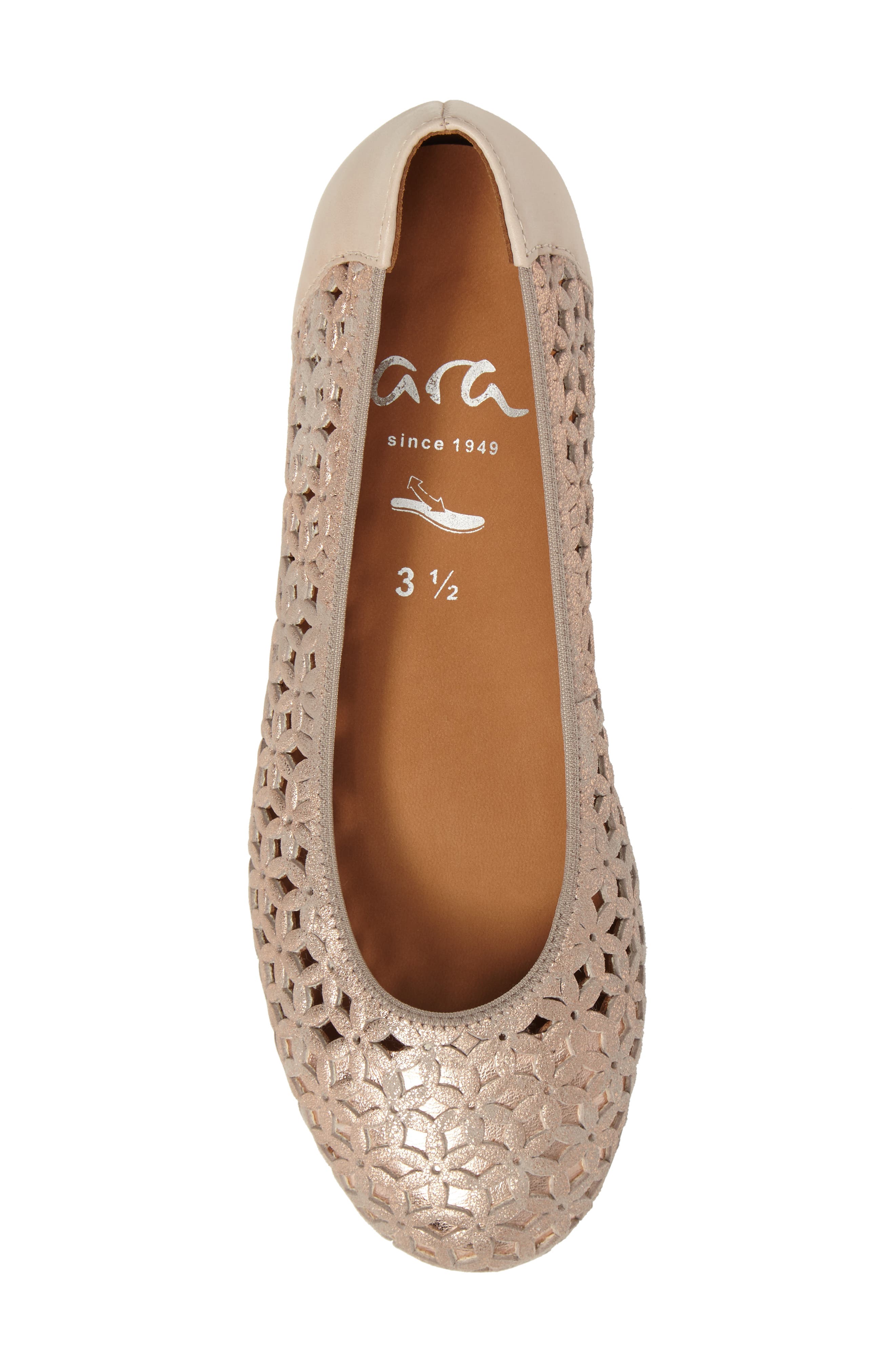 Stephanie Perforated Ballet Flat, Alternate, color, ROSE GOLD LEATHER