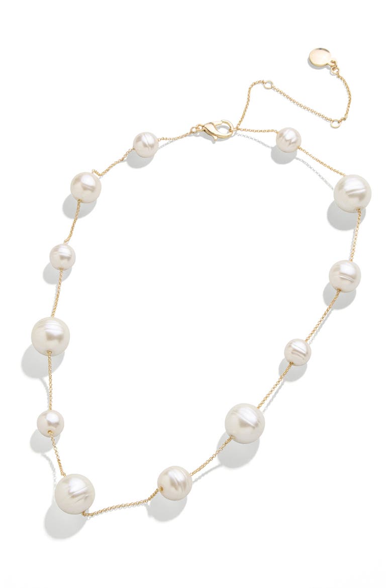 Faux Pearl Necklace, Main, color, PEARL
