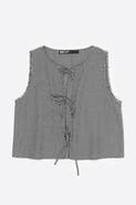 Bimba y Lola Checked Top With Bows And Frayed Details