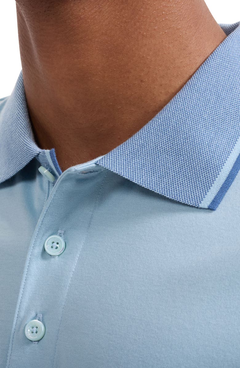 Bugatchi Tipped Pima Cotton Piqué Polo, Alternate, color, Ether