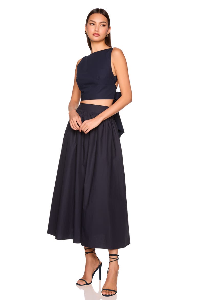 Open Bow Back Cotton Poplin Top, Alternate, color, MIDNIGHT