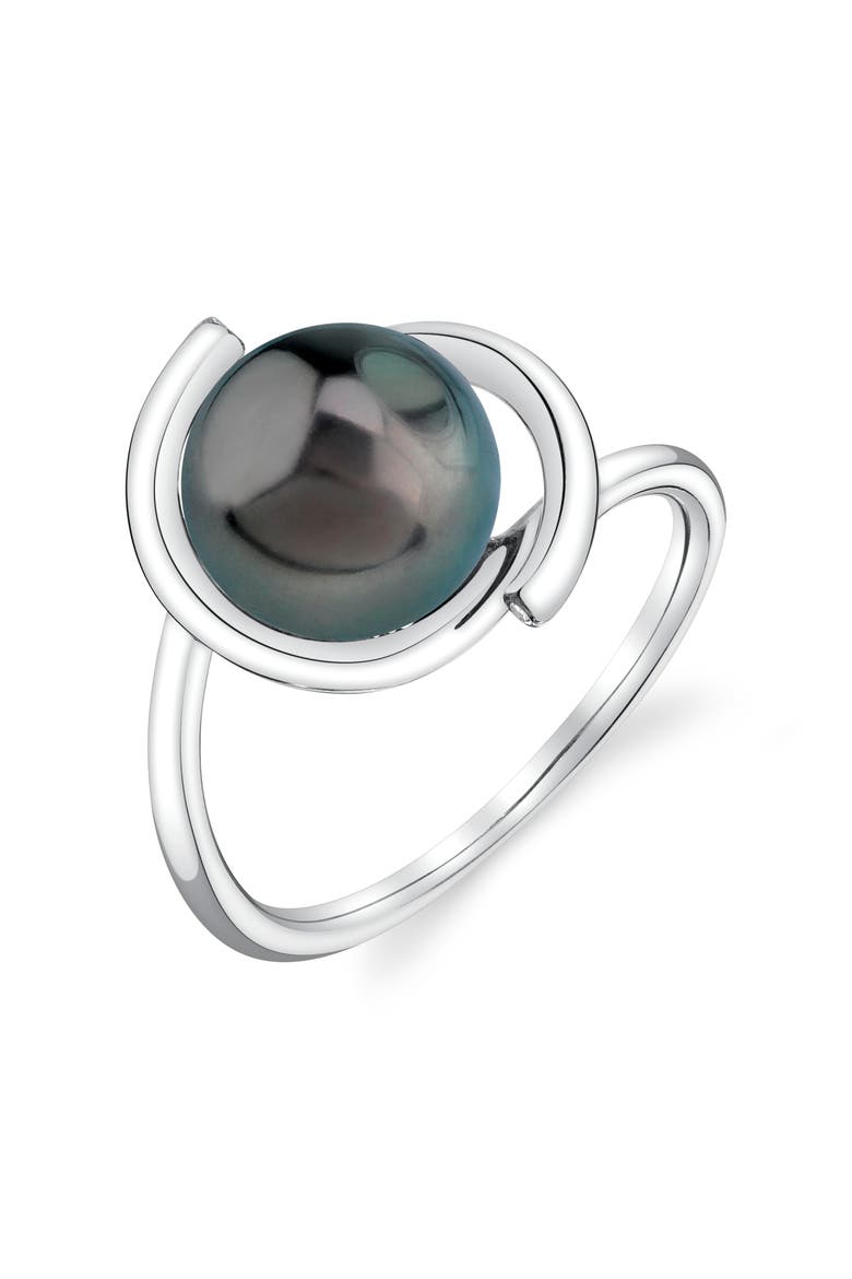 14K Gold Tahitian South Sea Pearl Felicia Ring, Main, color, White Gold